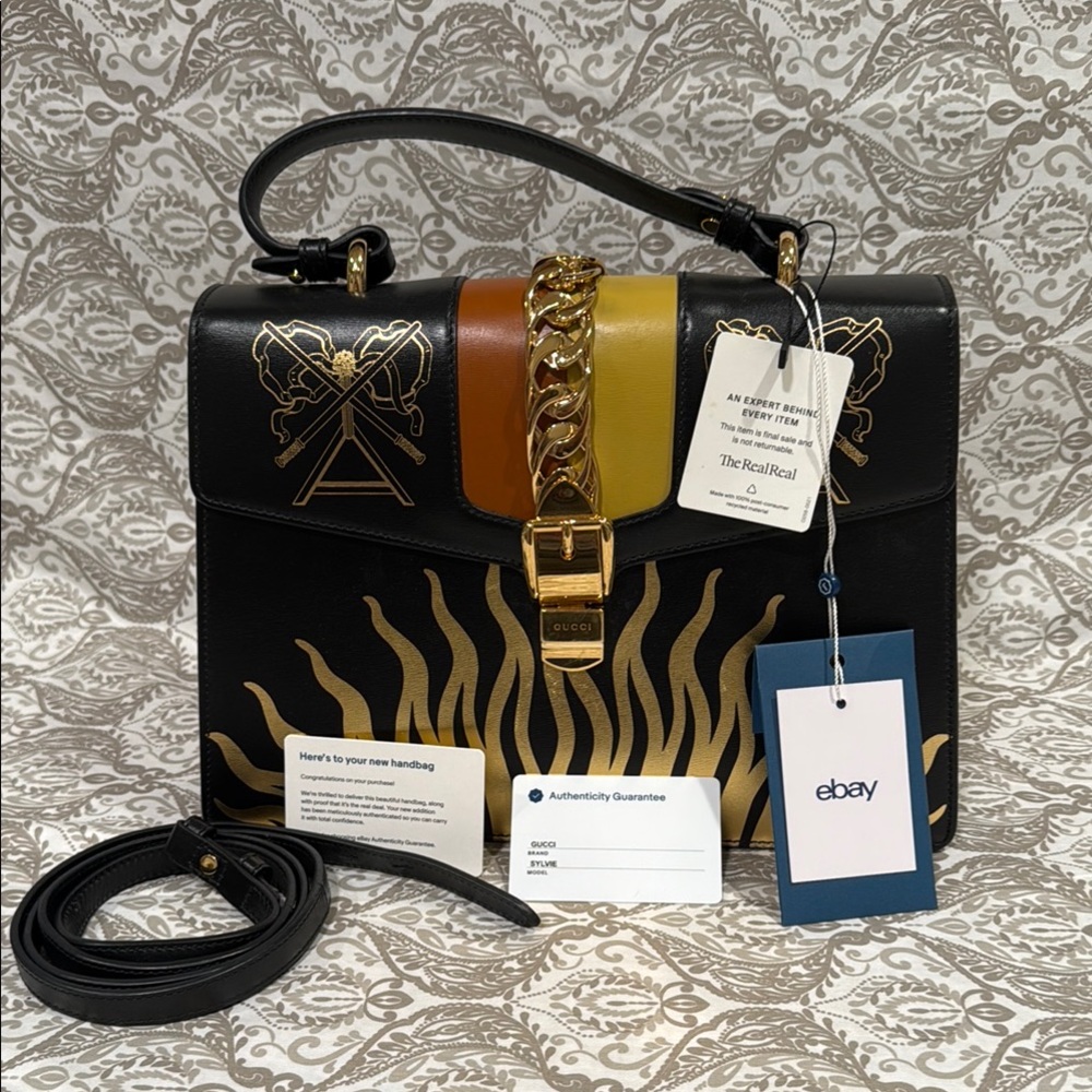 RARE RUNWAY COUTURE HAND-PAINTED GUCCI MEDIUM SYLVIE BAG